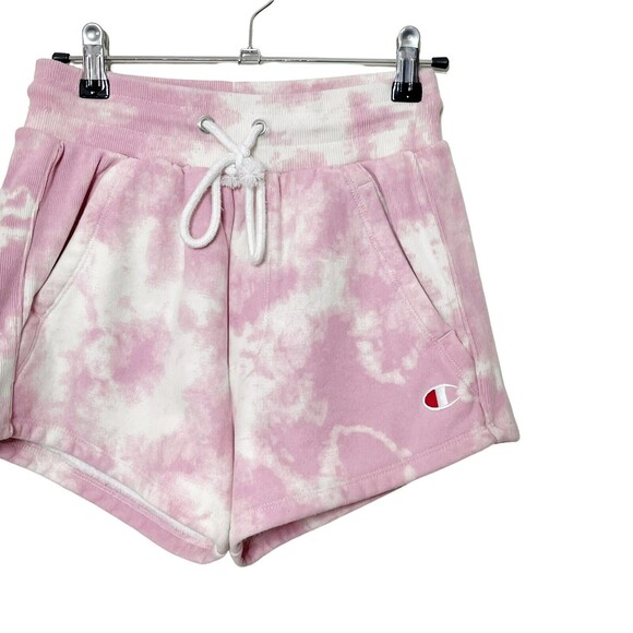 Champion Tie-Dye Reverse Weave Shorts Women’s Size XS Pink White High Rise UO - Picture 3 of 9